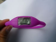 Red / Purple Sport Silicon Pedometer Watch Dengan LCD Screen Untuk Girls / Laki-laki