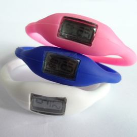 Hitam Silicone Wristband Perhiasan Band Sport Wrist Watch Untuk Camping / Hiking