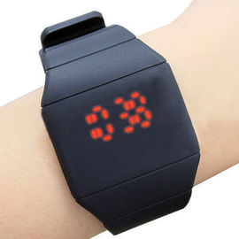 Sentuh Tampilan Silicone Wristband Watch, Digital Red Led Layar Sport Watches
