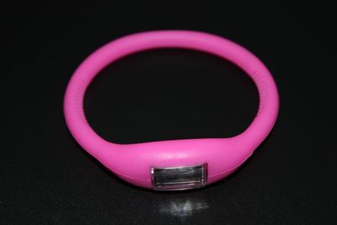 Olahraga Gelang Wristband Watch Dengan Silicone Rubber Jelly Ion, Red Led Perhiasan