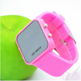 Populer Wanita Perhiasan Silicone Wristband Watch, Red Silicon Led Perhiasan