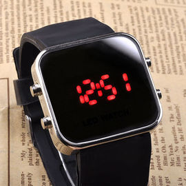 Populer Wanita Perhiasan Silicone Wristband Watch, Red Silicon Led Perhiasan