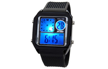 EL Backlight PU Band LCD Analog Watch, Alarm Wrist Watches Digital