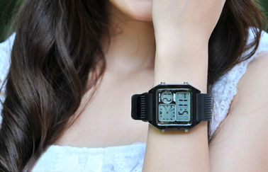 EL Backlight PU Band LCD Analog Watch, Alarm Wrist Watches Digital