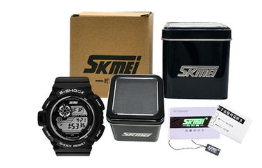 Anak laki-laki Mode Hitam LCD Screen Multifungsi Digital Watch Dengan EL Backlight