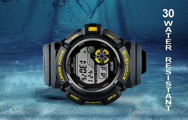 Anak laki-laki Mode Hitam LCD Screen Multifungsi Digital Watch Dengan EL Backlight