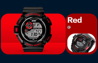 Anak laki-laki Mode Hitam LCD Screen Multifungsi Digital Watch Dengan EL Backlight