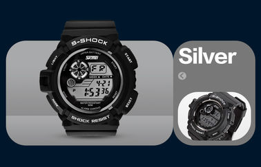 Anak laki-laki Mode Hitam LCD Screen Multifungsi Digital Watch Dengan EL Backlight