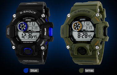 Alarm EL Backlight Harian Olahraga Perhiasan 12/24 jam Mans Digital Watches