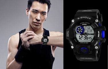 Alarm EL Backlight Harian Olahraga Perhiasan 12/24 jam Mans Digital Watches