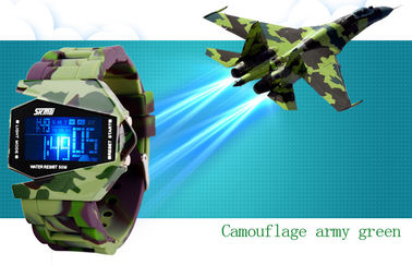 Multifungsi Digital Perhiasan Unisex EL Backlight 3 ATM Jam tangan Militer