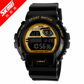 Kustom Biru Multifungsi Digital Perhiasan PU Strap Water Resistant 5 ATM