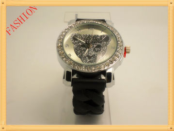 Leopard Kristal Silicone Wristband Perhiasan Red / Black Non-korosif