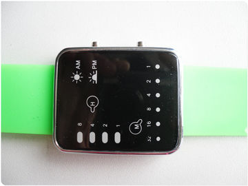 Hijau Binary LED Watch / Silicone Karet Wristband Watches OEM