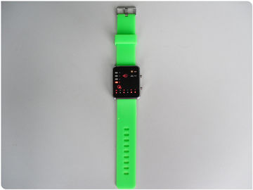 Hijau Binary LED Watch / Silicone Karet Wristband Watches OEM