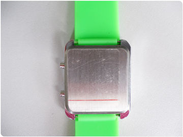 Hijau Binary LED Watch / Silicone Karet Wristband Watches OEM