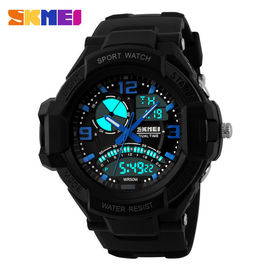 Stopwatch Alarm Time Zone Men ganda, Tanggal Analog Quartz Digital Wrist Watch