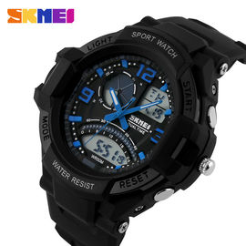 Stopwatch Alarm Time Zone Men ganda, Tanggal Analog Quartz Digital Wrist Watch