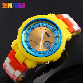 Jepang Gerakan Baterai Digital Wrist Watch Colorful PU Leather Strap