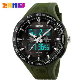 Tentara Hijau Besar Dial Analog Digital Wrist Watch Dengan Dua Jepang Movts