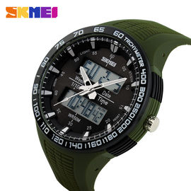 Tentara Hijau Besar Dial Analog Digital Wrist Watch Dengan Dua Jepang Movts