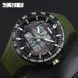 Tentara Hijau Besar Dial Analog Digital Wrist Watch Dengan Dua Jepang Movts