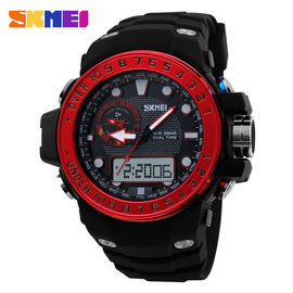 Berwarna Analog Digital Wrist Watch kuat PU Strap 30 Meter Waterproof