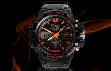 OEM Man Ganda Zona Waktu Analog Digital Wrist Watch Dengan Chime Per Jam