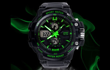 OEM Man Ganda Zona Waktu Analog Digital Wrist Watch Dengan Chime Per Jam