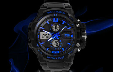 OEM Man Ganda Zona Waktu Analog Digital Wrist Watch Dengan Chime Per Jam