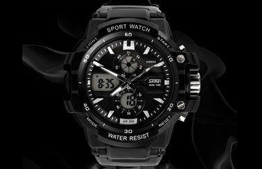 OEM Man Ganda Zona Waktu Analog Digital Wrist Watch Dengan Chime Per Jam