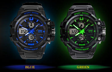 OEM Man Ganda Zona Waktu Analog Digital Wrist Watch Dengan Chime Per Jam