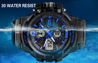 OEM Man Ganda Zona Waktu Analog Digital Wrist Watch Dengan Chime Per Jam