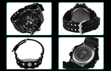 OEM Man Ganda Zona Waktu Analog Digital Wrist Watch Dengan Chime Per Jam