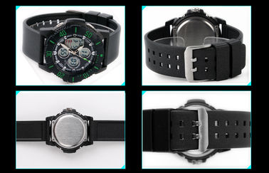 Kenyamanan Unisex EL Backlight 5 ATM Analog Digital Wrist Watch Dengan Rotating Bezel