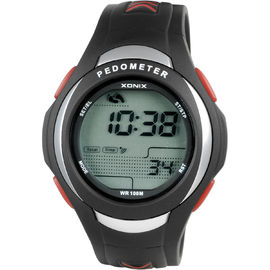 Waterproof Menjalankan Digital Kalori Pedometer Watches PU Strap