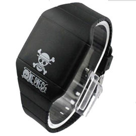 Hitam Karet Pria LED Digital Olahraga Watch Dengan Skull Logo Print Untuk Halloween Hadiah