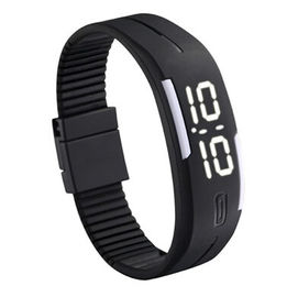 Water Resistant Rubber White Light Led Digital Wrist Watch Untuk Man In Black, Biru