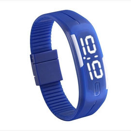 Water Resistant Rubber White Light Led Digital Wrist Watch Untuk Man In Black, Biru