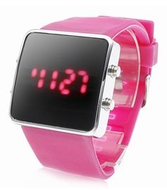 Unik pink Silicone LED Digital Wrist Watch Untuk Remaja, LED Sentuh Perhiasan