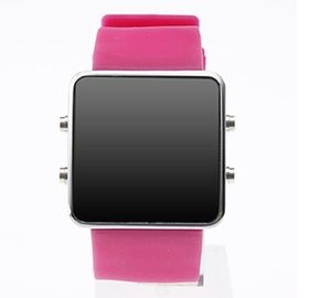 Unik pink Silicone LED Digital Wrist Watch Untuk Remaja, LED Sentuh Perhiasan