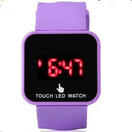 Ungu LED Digital Wrist Watch Untuk Gadis Kasus Plastik + Silicone Wristband OEM ODM