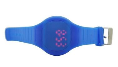Ungu Putaran Wajah LED Digital Wrist Watch Untuk Wanita Dengan Logo Debossed