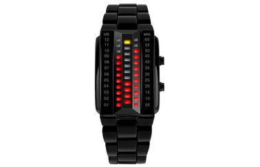 Unisex 3D LED Watch Disesuaikan Hitam Alloy Digital Wrist Watch