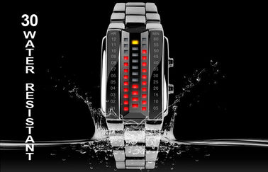 Unisex 3D LED Watch Disesuaikan Hitam Alloy Digital Wrist Watch
