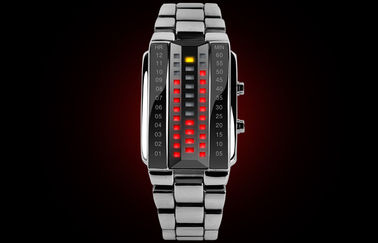 Unisex 3D LED Watch Disesuaikan Hitam Alloy Digital Wrist Watch
