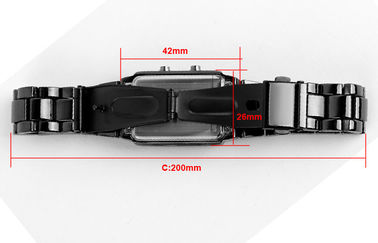 Unisex 3D LED Watch Disesuaikan Hitam Alloy Digital Wrist Watch