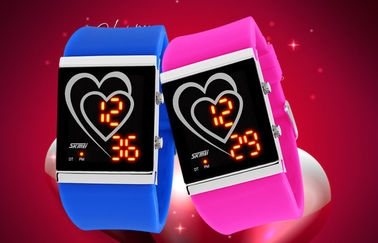 LED Digital Jam tangan Hati Style Pasangan EL Backlight Cermin Perhiasan