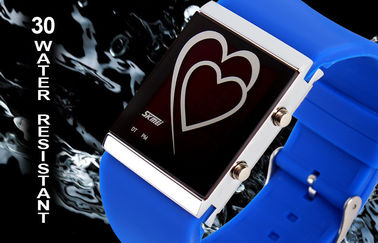 LED Digital Jam tangan Hati Style Pasangan EL Backlight Cermin Perhiasan