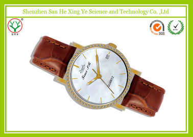 Berlian mewah Jelly Pria Wrist Watch Jepang Quartz Movt Dengan Brown Strap